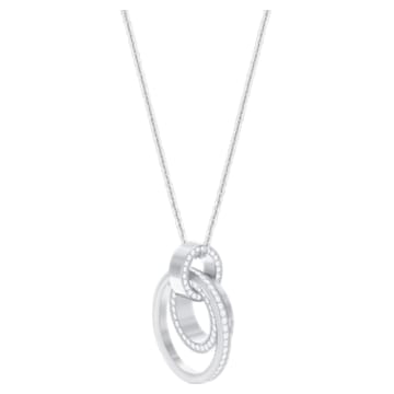 Hollow pendant, Circle, Medium, White, Rhodium plated - Swarovski, 5349345