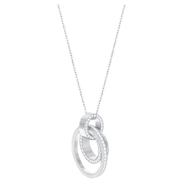 Hollow pendant, Round shape, White, Rhodium plated - Swarovski, 5349345