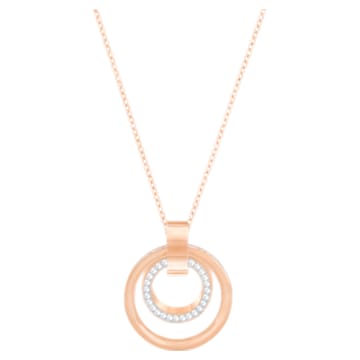 Hollow pendant, Round shape, White, Rose gold-tone plated - Swarovski, 5349418