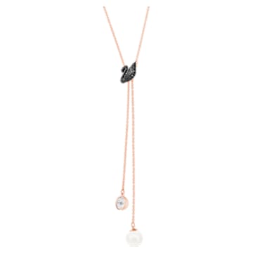 Swarovski Iconic Swan Y necklace, Rose gold-tone plated - Swarovski, 5351806