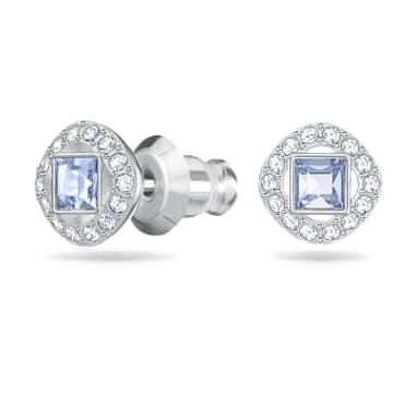 Cercei stud Angelic, Tăietură pătrată, Albaștri, Placat cu rodiu - Swarovski, 5352048