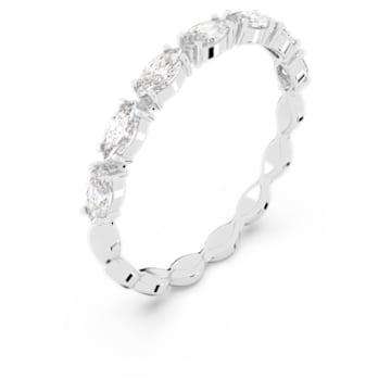 Vittore ring, Marquise-slijpvorm, Wit, Rodium toplaag - Swarovski, 5354786