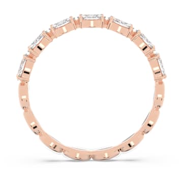 Prstan Vittore, Markizni rez, Bel, Prevleka rožnato zlatega odtenka - Swarovski, 5366571