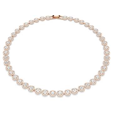 Una Angelic necklace, Round cut, Medium, White, Rhodium plated