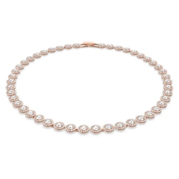 Angelic necklace, Round cut, White, Rose gold-tone plated