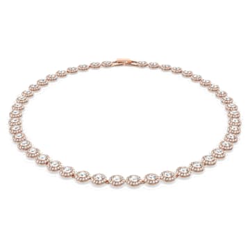 Una Angelic Tennis necklace Round cut White Rose gold tone plated