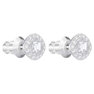 Angelic stud earrings, Square, White, Rhodium plated - Swarovski, 5368146