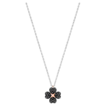 Latisha Flower pendant, Flower, Black, Mixed metal finish - Swarovski, 5368980