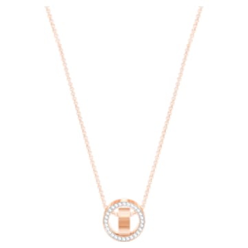 Hollow pendant, Circle, Small, White, Rose gold-tone plated - Swarovski, 5374131