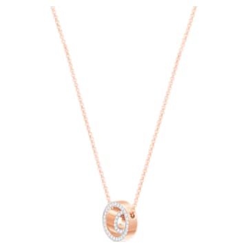 Hollow pendant, Circle, Small, White, Rose gold-tone plated - Swarovski, 5374131