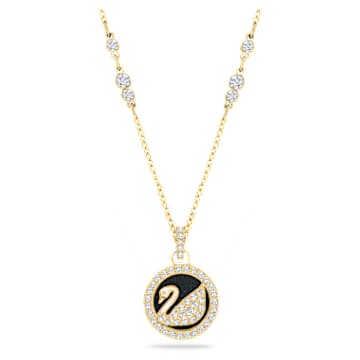 Leather Swan 펜던트, 스완, 블랙, 골드 톤 플래팅 - Swarovski, 5374919