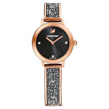 Cosmic Rock watch, Metal bracelet, Black, Rose-gold tone PVD - Swarovski, 5376068