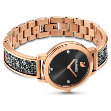 Cosmic Rock watch, Metal bracelet, Black, Rose-gold tone PVD - Swarovski, 5376068