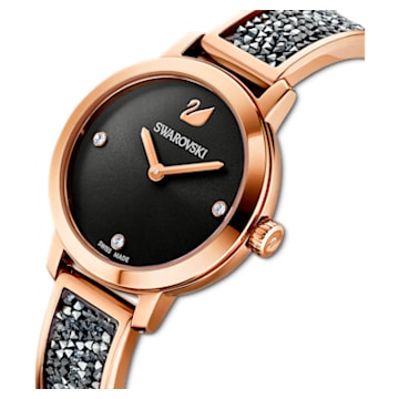 Cosmic Rock horloge, Swiss Made, Metalen armband, Zwart, Roségoudkleurige afwerking - Swarovski, 5376068
