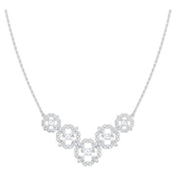 Sparkling Dance Flower Necklace, White, Rhodium plated - Swarovski, 5397240
