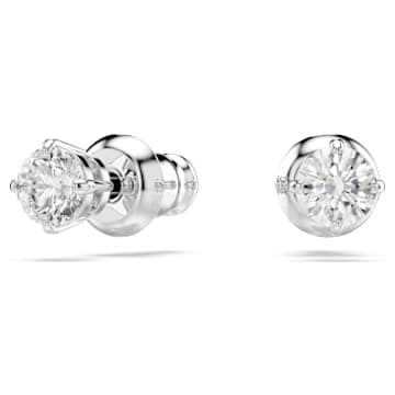 Attract 耳钉, 圆形切割, 白色, 镀铑 - Swarovski, 5408436