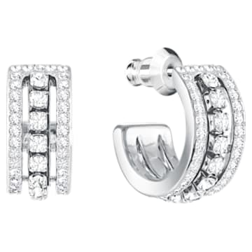 Further Pierced Earrings, White, Rhodium plated - Swarovski, 5409658