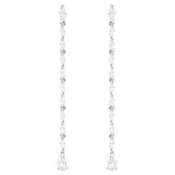 Louison Pierced Earrings, White, Rhodium plated - Swarovski, 5409732