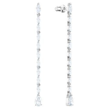 Louison Pierced Earrings, White, Rhodium plated - Swarovski, 5409732