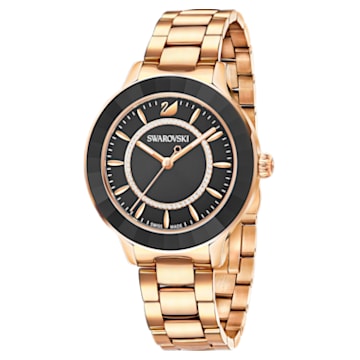 Octea Lux watch, Metal bracelet, Black, Rose gold-tone finish - Swarovski, 5414419