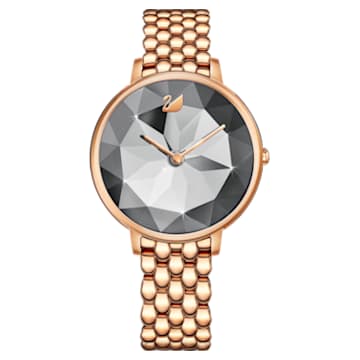 Crystal Lake horloge, Swiss Made, Metalen armband, Grijs, Roségoudkleurige afwerking - Swarovski, 5416023