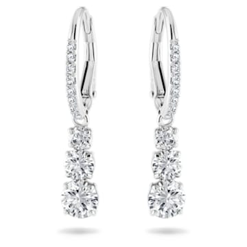 Anneaux d'oreilles Stilla Attract, Taille ronde, Blanches, Métal rhodié par SWAROVSKI