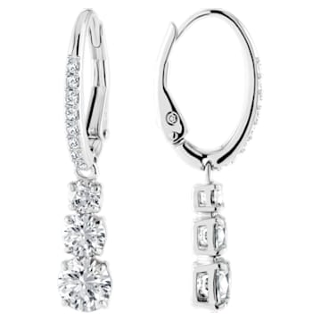 Attract Trilogy フープピアス, ラウンドカット, ホワイト, ロジウム・プレーティング - Swarovski, 5416155