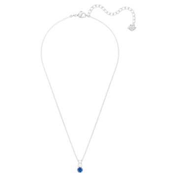 Attract Trilogy pendant, Round, Blue, Rhodium plated - Swarovski, 5416156