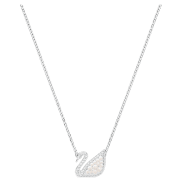 Swarovski Iconic Swan necklace, White, Rhodium plated