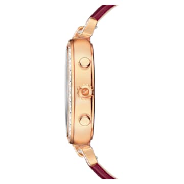 Era Journey watch, Swiss Made, Leather strap, Red, Rose gold-tone finish - Swarovski, 5416701