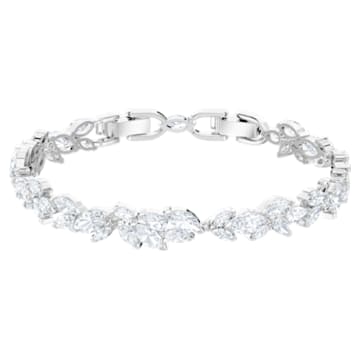 Louison bracelet, Leaf, White, Rhodium plated - Swarovski, 5419244