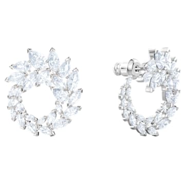Louison Earrings, White, Rhodium plated - Swarovski, 5419245