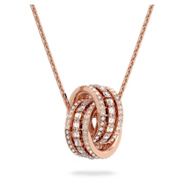 Further pendant, Intertwined circles, White, Rose gold-tone plated - Swarovski, 5419853
