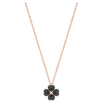 Latisha Flower Pendant, Black, Rose-gold tone plated - Swarovski, 5420246