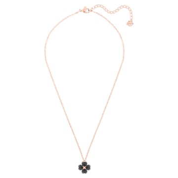 Latisha pendant, Flower, Black, Rose gold-tone plated - Swarovski, 5420246