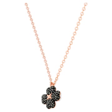 Latisha pendant, Flower, Black, Rose gold-tone plated - Swarovski, 5420246