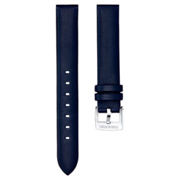 14mm watch strap, Leather, Blue, Stainless steel - Swarovski, 5425078
