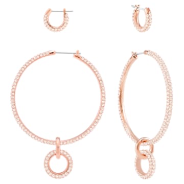 Stone Pierced Earring Set, Pink, Rose-gold tone plated - Swarovski, 5426004
