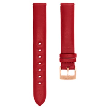 Bracelet de montre 14mm, Cuir, Rouge, Placage de ton or rosé - Swarovski, 5426833