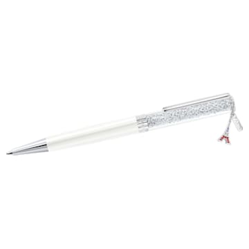 Crystalline ballpoint pen, Eiffel tower, White, White lacquered, Chrome plated - Swarovski, 5426998
