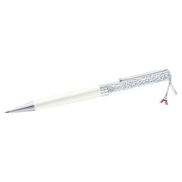 Stylo à bille Crystalline, Tour Eiffel, Blanc, Laqué blanc, métal chromé - Swarovski, 5426998