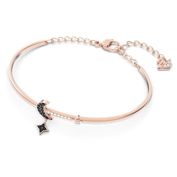 Swarovski Symbolic bangle, Moon and star, Black, Rose gold-tone plated - Swarovski, 5429729
