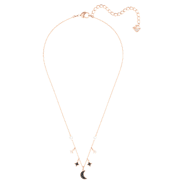 Swarovski Symbolic Halskette, Mond und Stern, Schwarz, Roségold-Legierungsschicht - Swarovski, 5429737