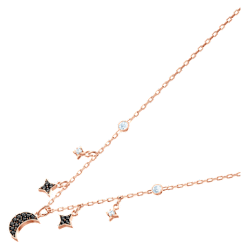 Swarovski Symbolic Halskette, Mond und Stern, Schwarz, Roségold-Legierungsschicht - Swarovski, 5429737