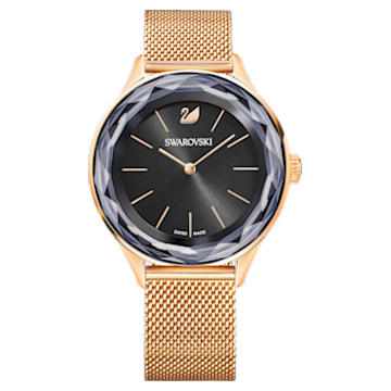 Octea Nova Mini 腕表, 瑞士制造, 金属手链, 黑色, 玫瑰金色调润饰 - Swarovski, 5430424