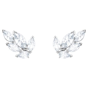 Louison stud earrings, White, Rhodium plated - Swarovski, 5446025