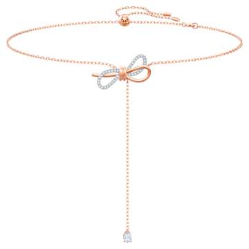 Hyperbola y necklace, Infinity, White, 18K rose gold finish