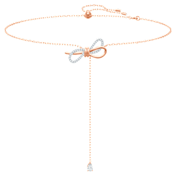 Lifelong Bow Kolye, Fiyonk, Beyaz, Karışık metal yüzey | Swarovski
