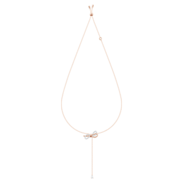 Lifelong Bow Y necklace, Bow, White, Mixed metal finish - Swarovski, 5447082