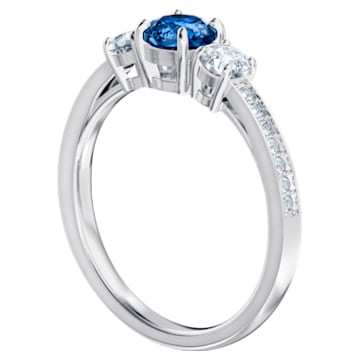 Attract Trilogy ring, Round, Blue, Rhodium plated - Swarovski, 5448831